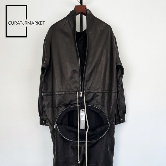 Rick Owens: EU48 GRAIL Runway Sample Leather Tommy Flightsuit SS23 EDFU - Picture 1 of 16